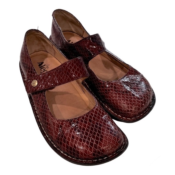 ALEGRIA Textured Patent Slip-On Mary Jane Snake Print Leather / EU 37 / US 7-7.5 - Picture 1 of 16